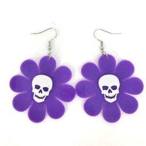 🌼5 for $25 Halloween Acrylic Skull Flower Earrings
